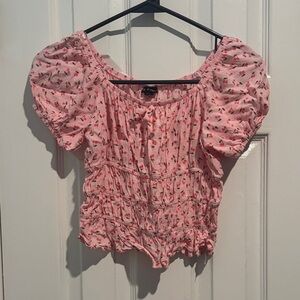 art class Pink Floral Smocked Blouse